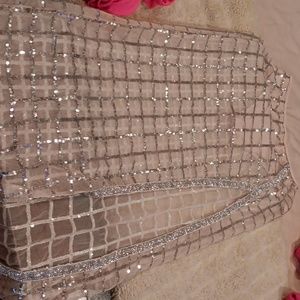 Sparkly slitted long skirt